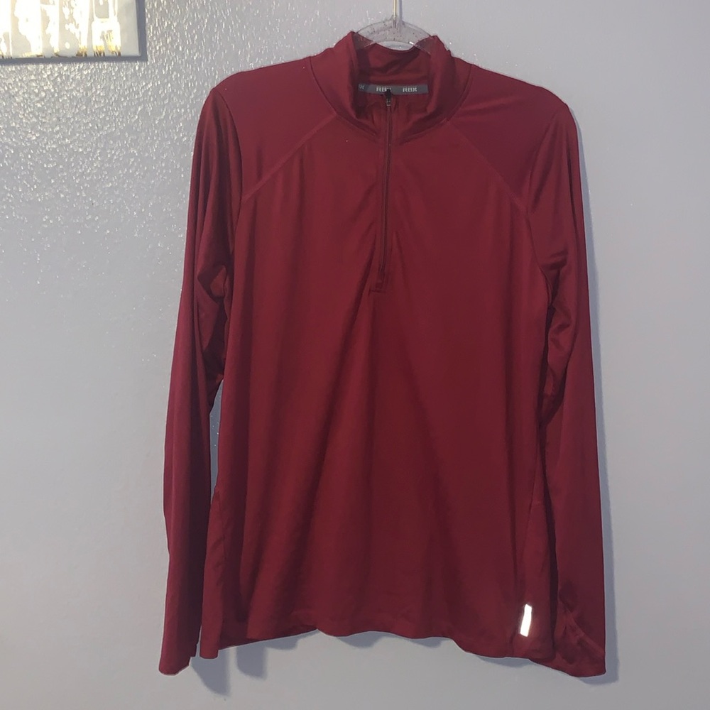 RBX Performance Lightweight Running Long Sleeve 1/4 Zip Shirt Pullover Red